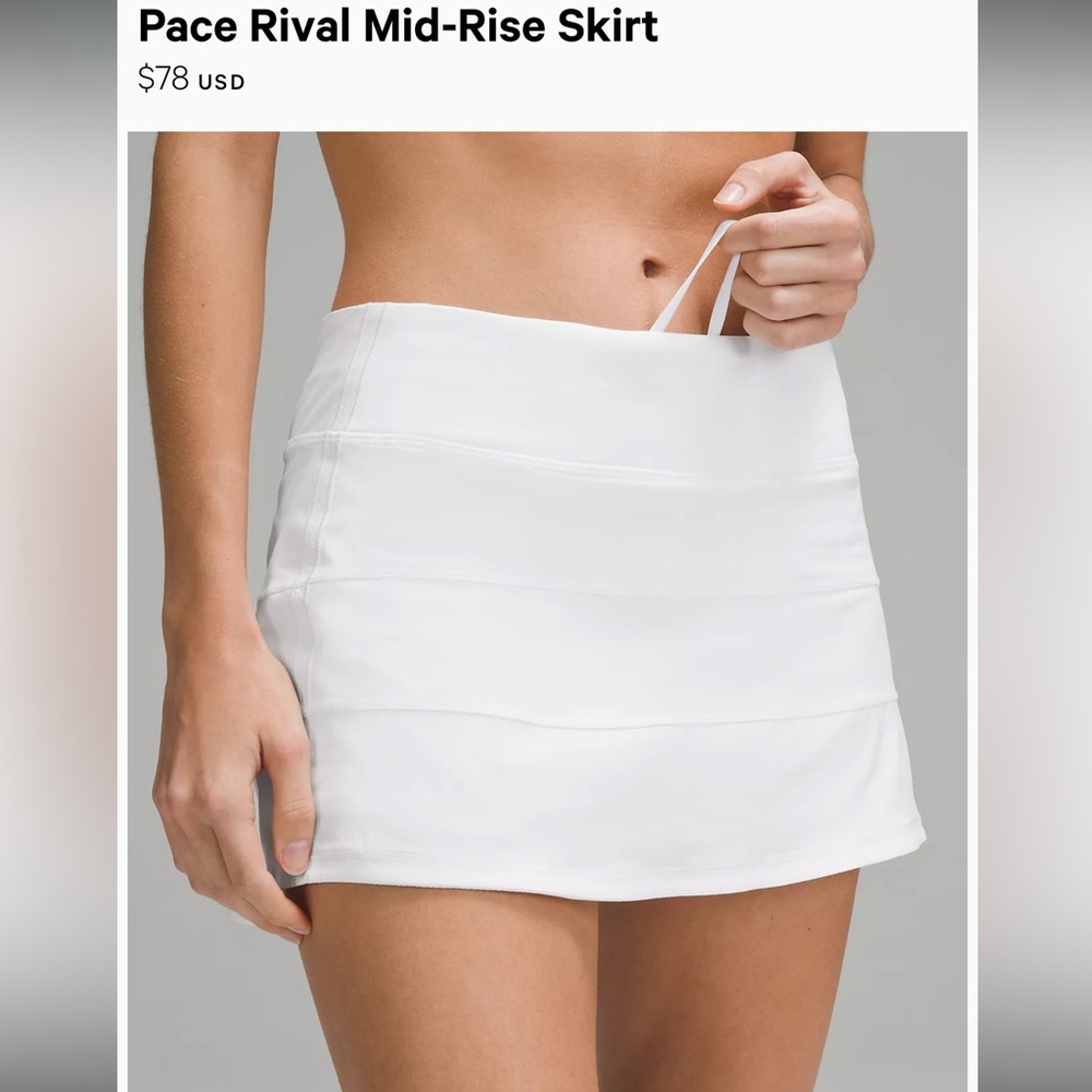 Lululemon pace rival mid rise skirt white